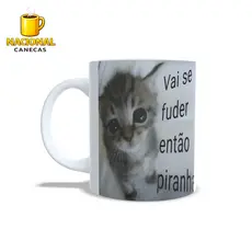 Caneca Engraçada Gatinho dizendo Palavras Feias Meme