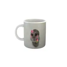 Caneca Meme Fofura Hamster de dando uma Flor