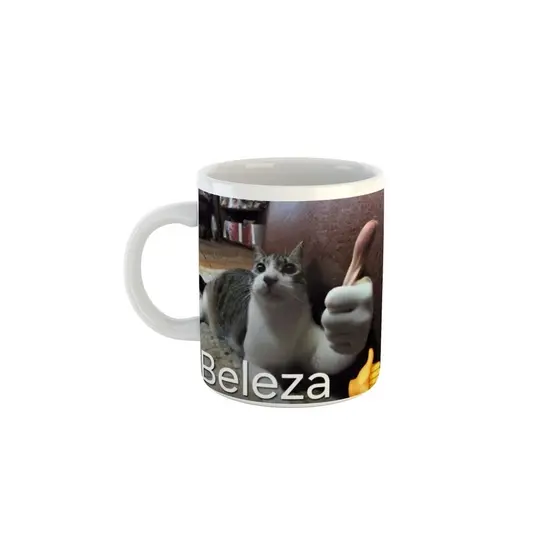Caneca Engraçada Meme Gatinho Sinal de Positivo