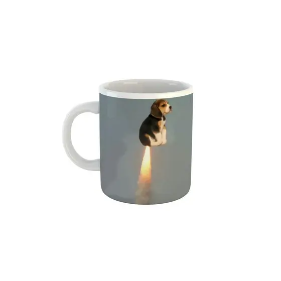 Caneca Meme Doguinho voando Igual Foguete