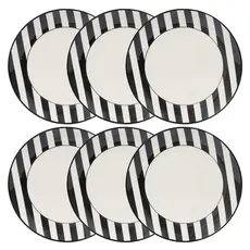 Jogo de 6 Pratos Rasos 26 Cm Oxford Unni Stripes And Dots