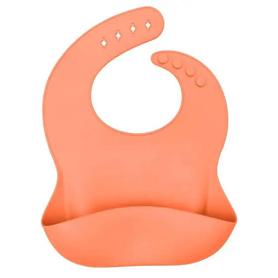 Babador Infantil De Silicone Com Pega Migalhas Laranja - Oxford
