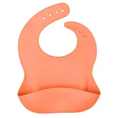Babador Infantil De Silicone Com Pega Migalhas Laranja - Oxford
