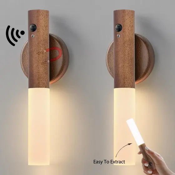 Lâmpada de parede magnética recarregável com sensor LED inteligente ou lâmpada de cabeceira Home