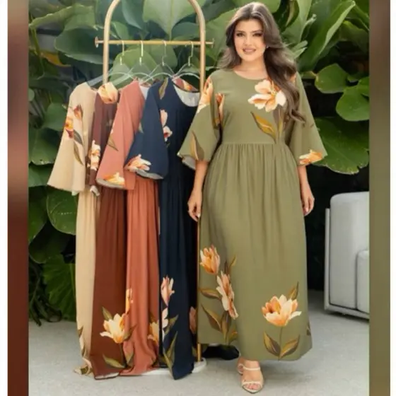 Vestido Feminino Floral Elegante com Manga Curta e Bolsos | Moda Evangélica Confortável e Sofisticada Diversas Ocasiões