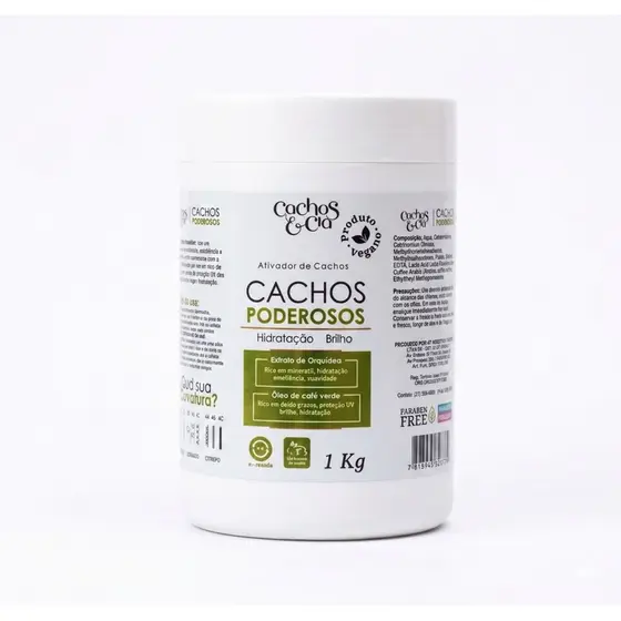 Cachos e Cia - Ativador e Modelador de Cachos Extrato de Orquídea e Óleo de Café Verde 1Kg