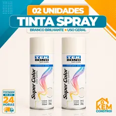 Kit 02 Tinta Spray Tekbond Uso Geral 350ML Branco Brilhante Secagem Rápida Alta Performance