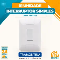 Interruptor Simples Tramontina Aria 4x2 Branco 1 Unidade Tomadas e Interruptores