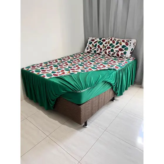 Colcha lençol com elástico casal com fronhas 100% algodão cama king size