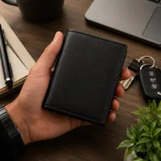 Carteira Masculina Slim Compacta Porta Cartões Documento Elegante Couro Sintético Premium
