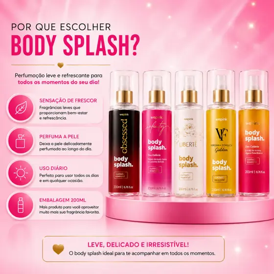 Body Splash Virgínia WEP1NK 200ml Feminino Autêntico Obsessed Infinity Liberté VF Golden | Unitário, Sortido ou Kit cm 4