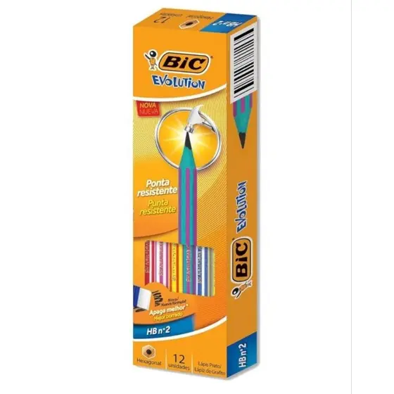 Lápis BIC De Plástico Nº 2HB Sextavado, Evolution Pijama 12 Unidades