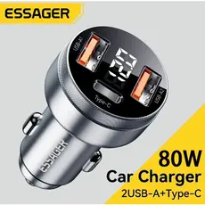 Carregador Veicular Essager/Fast Charger 300W/250W/105W/100W/89W/80W/66W/54W  Entradas USB-A + Tipo-C Carregamento Turbo