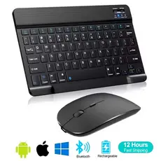 Mini Teclado Sem Fio Bluetooth Slim Com Mouse