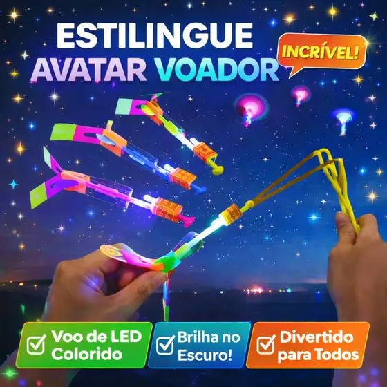 Brinquedo Kit 5/10 E 15 e 20 Avatar Voador De Led Com Estilingue Foguete Helicóptero Brinquedo