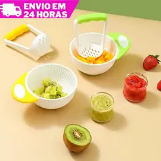 Kit Papinha Bebe Infantil Frutas Legumes Pote com Amassador Introdução Alimentar