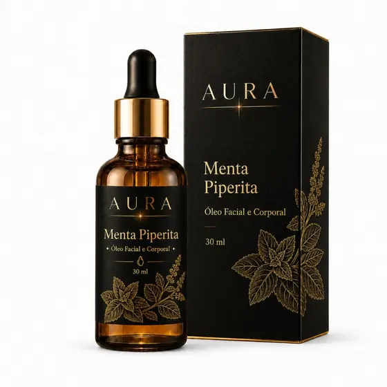 Óleo Vegetal de Menta Piperita 100% Vegano Facial e Corporal 30ml Aura