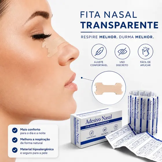 Kit de Dilatador Nasal Antirônco Adesivo - Tiras Nasais em Variedades de 10, 20, 30 e 60 Unid