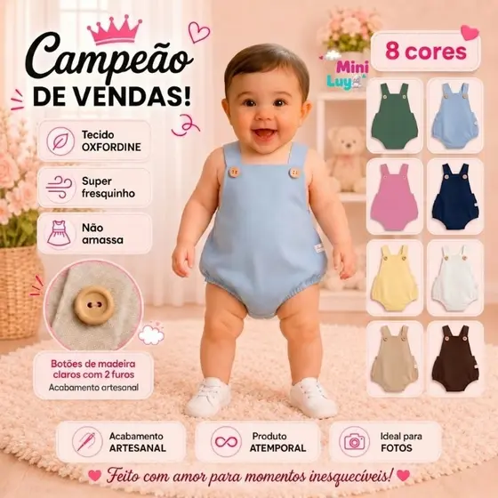 Romper Jardineira Bebe Macaquinho Infantil Menino Menina Oxfordine Smash The Cake Ensaio Fotografico