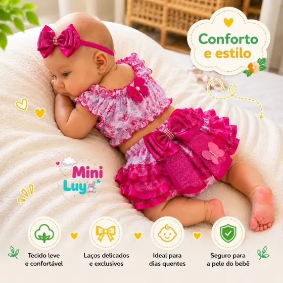 CALCINHA BUNDA RICA TOP + FAIXINHA BEBE MERVERSÁRIO FOTOS INFANTIL FRUTAS, DOCES, BORBOLETAS, JARDIM ENCANTADO, FLORES