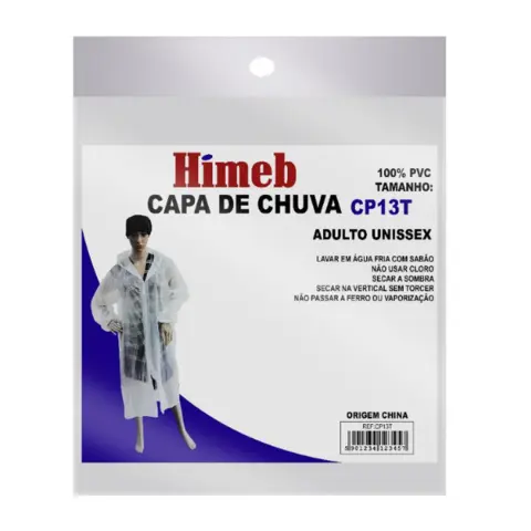 CAPA DE CHUVA HIMEB CLASSE - 24123 COR TRANSPARENTE TAMANHO 10 ANOS