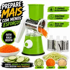 Cortador Ralador Manual 3 Lâminas Fatiador Legumes Verduras Frutas Tabletop Giratório