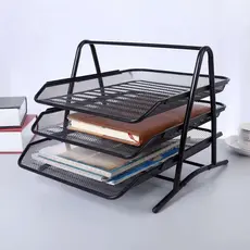 Suporte para Documentos 2 e 3 Níveis Multiuso Bandeja Organizador de Mesa para Escritório Porta Livros Prateleira