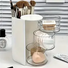 Organizador de Maquiagem 3 ou 2 Camadas com Gavetas Porta Pincel Caixa Acrílica Multifuncional Cosméticos Design Moderno