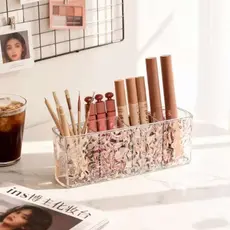 Organizador com 4 Divisórias Acrílico para Maquiagem Cosméticos e Acessórios Porta Batom Pincel Caneta