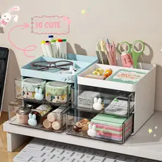 Organizador Porta Coelhos Fofo Gaveta Treco Maquiagem De Mesa Pequeno Multifuncional Estilo Minimalista