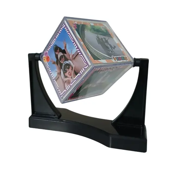 Cubo de fotos - Porta Retrato Cubo Acrílico - Com Fotos 6x6cm Com Suporte horizontal - Presente criativo, decoração