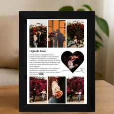 Quadro personalizado com fotos e frase - Presente dia dos namorados, casal, - Moldura de Madeira e acabamento de Vidro.