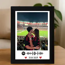 Quadro personalizado com foto, frase e Código Spotify - Presente, namorados, casal, - Moldura de Madeira e vidro