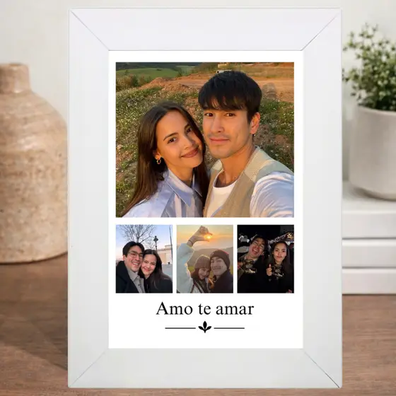 Quadro personalizado Casal  - Presente dia dos namorados, casal, - Moldura de Madeira e acabamento de Vidro.