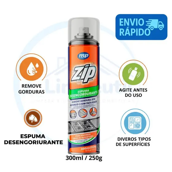 Espuma Desengordurante Spray Zip 300ml My Place