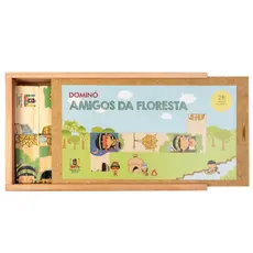 Dominó Amigos da Floresta | Jogo Educativo Infantil de Madeira Ecológica | Brinquedo Pedagógico