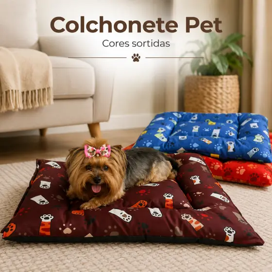 Colchonete Almofada Cama Cachorro Gato Caminha Pet Confortável Macio Lavável Grande Estampado
