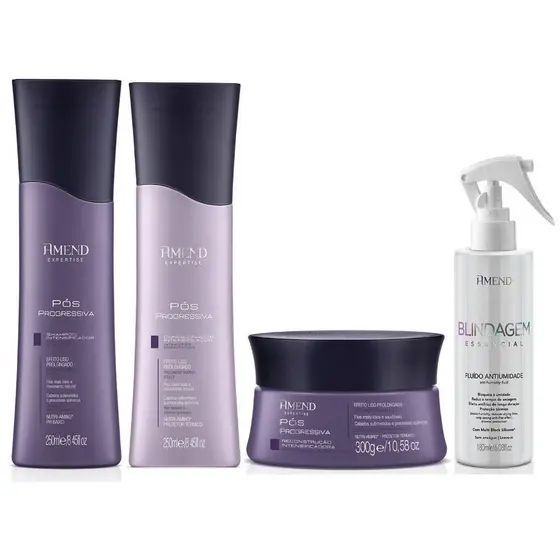 Kit Amend Pós Progressiva Shampoo + Condicionador 250ml + Mascara 300g + Fluido Blindagem 180ml