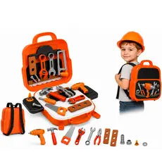 Kit Maleta de Ferramentas Infantil 22 Peças Brinquedo 3 em 1 Oficina Brinquedo Educativo Montar