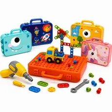 Kit Maleta Ferramenta Infantil Parafusadeira Elétrica Brinquedo Unissex 232pçs Brinquedo Interativo