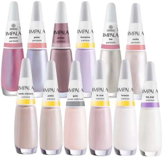 Kit 12 Esmaltes Impala Atacado Tons Claros Manicure Completo