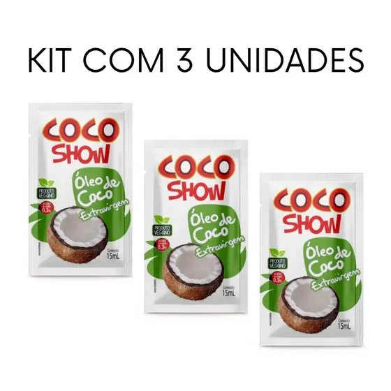 KIT 3 Óleo de Coco Extravirgem Sachê 15ml Coco Show Copra