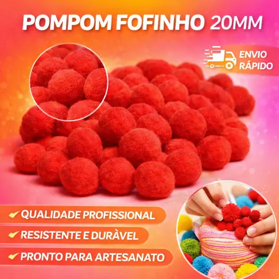 POM-POM FOFINHO SOLTO - 20MM - PCT C/ 100 UNID.
