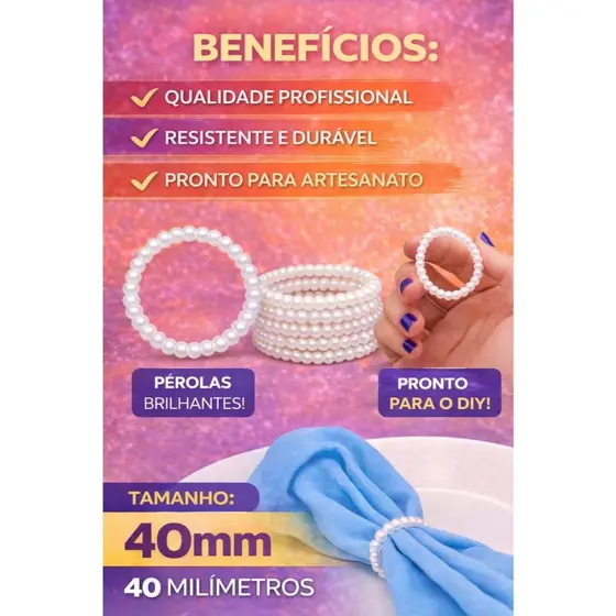 Porta Guardanapo Argola de Pérola 40mm – Pacote com 100 Unidades