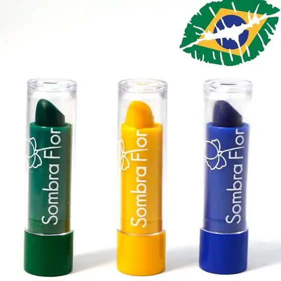 Batom Matte Verde Amarelo Azul Batom Copa Do Mundo - Sombra Flor