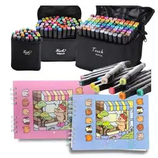 Kit de Livro de Colorido 48 Folhas+Jogo Caneta Marcadora 24/36/48 Cores de cabeça dupla