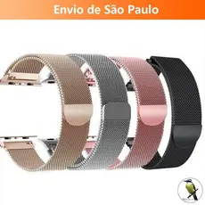 -Bemtevi-Pulseira smartwatch Milanese Metal Magnetico Fecho 38mm 40mm 42mm 44mm Apple Watch X7 X8 T500 Iwo 12 13 16