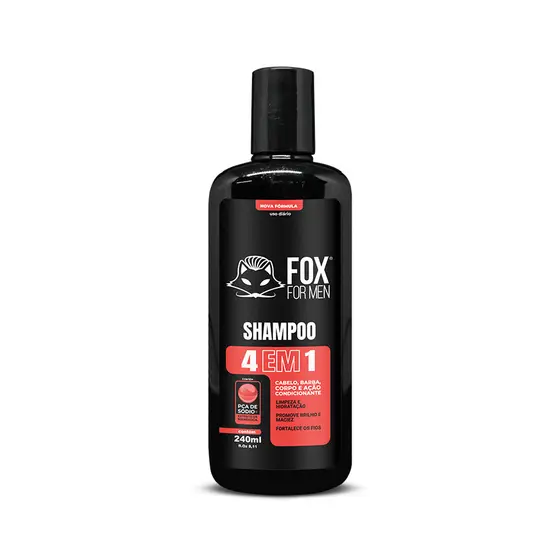 SHAMPOO PARA  CABELO BARBA E CORPO 4 EM 1 250ML - FOX FOR MEN