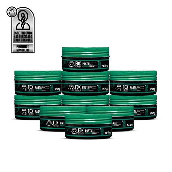 Kit 10 Pasta Modeladora Premium Fox For Men 150g Fixação Extra Forte Atacado