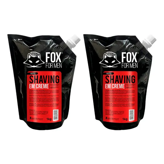 REFIL SHAVING CREME 1KG - FOX FOR MEN - 2 UNIDADES